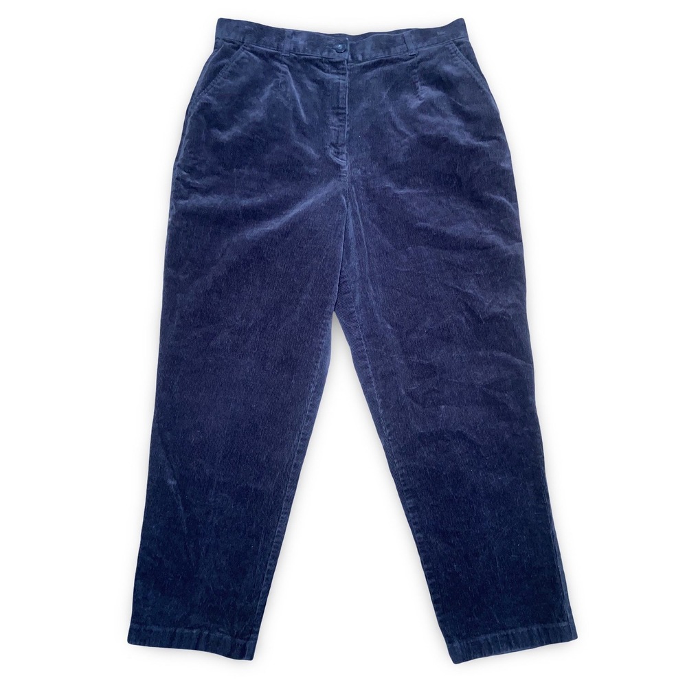 LL Bean Women's Corduroy Pants Size 14 32x30 Blue Navy Original Fit